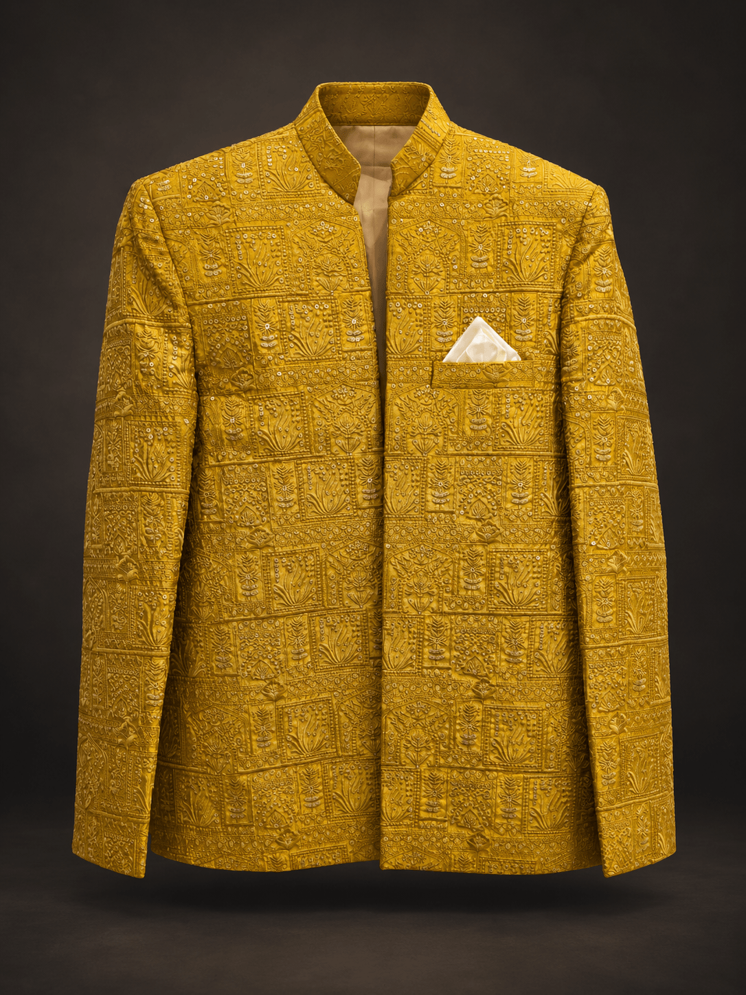 Mustard Zardozi Prince Coat