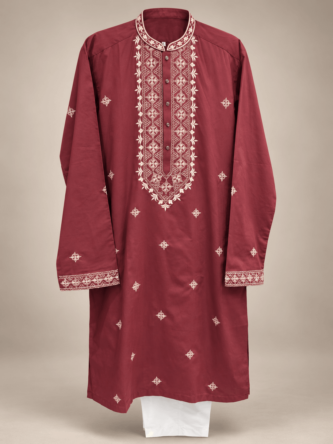 Maroon Embroidered Kurta Pajama