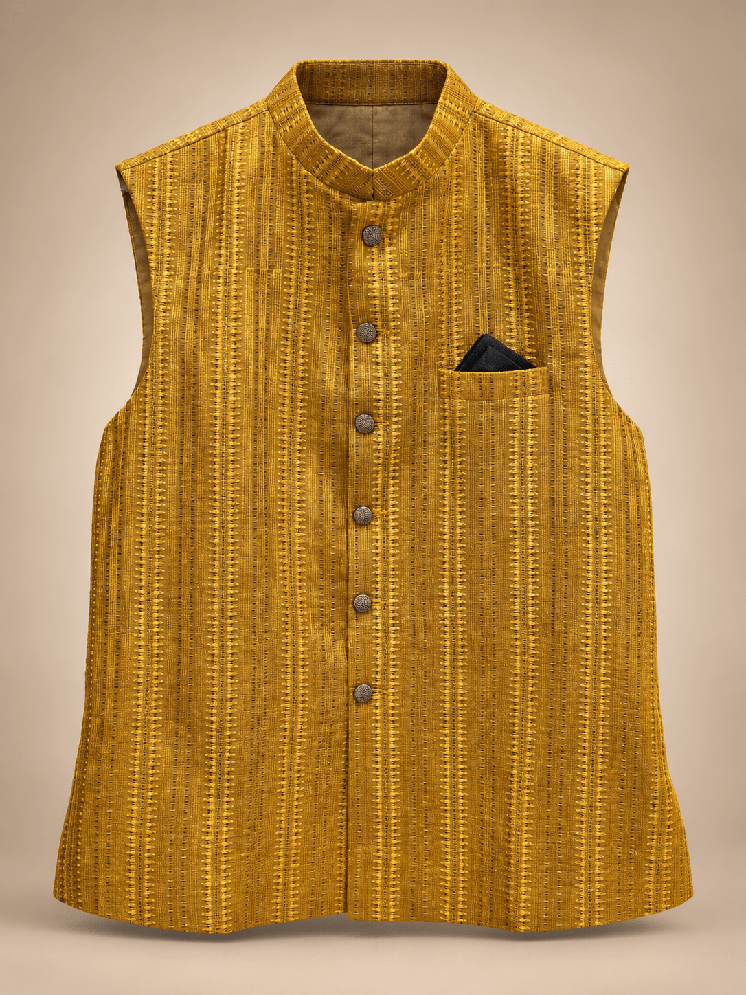 Mustard Zardozi Waistcoat