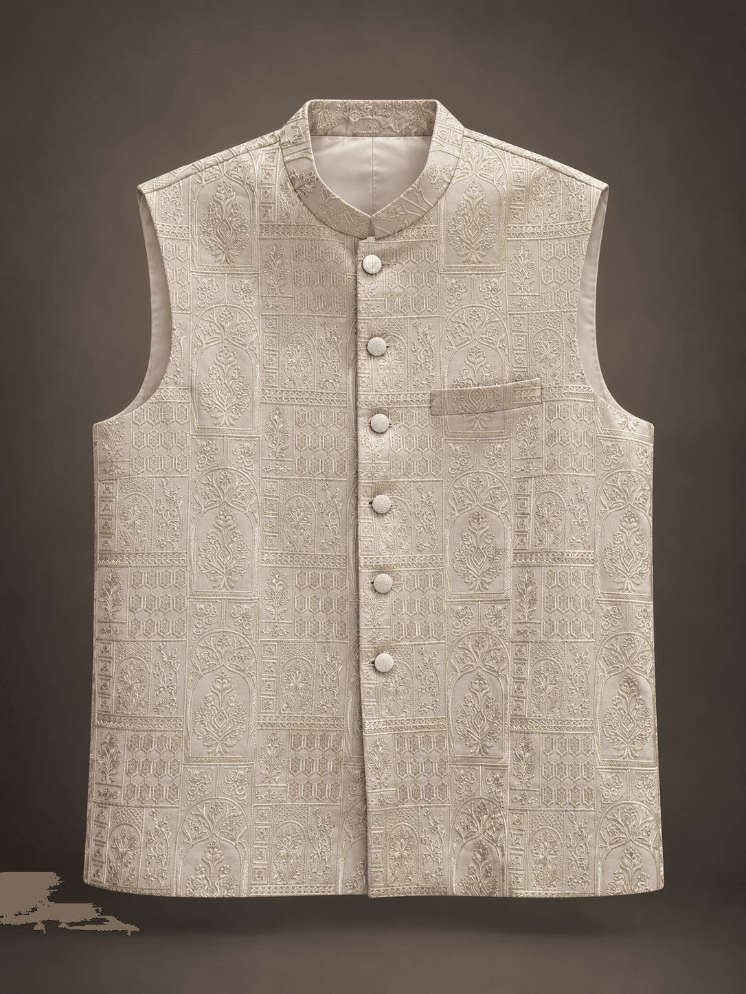 Blush Taupe Embroidered Waistcoat
