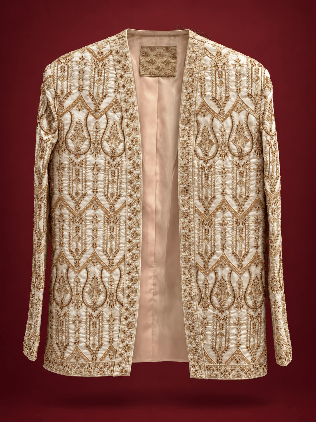 Ivory Gold Zardozi Open Jacket