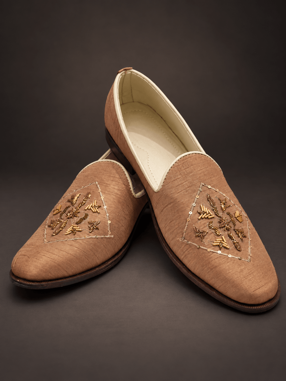 Rose Gold Zardozi Loafers