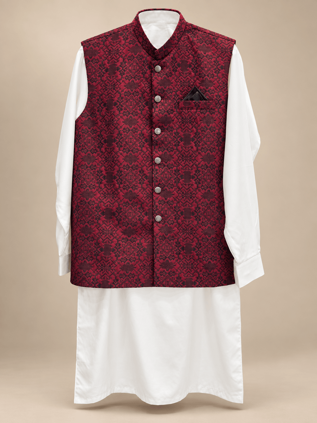 Maroon Jacquard Waistcoat Collection