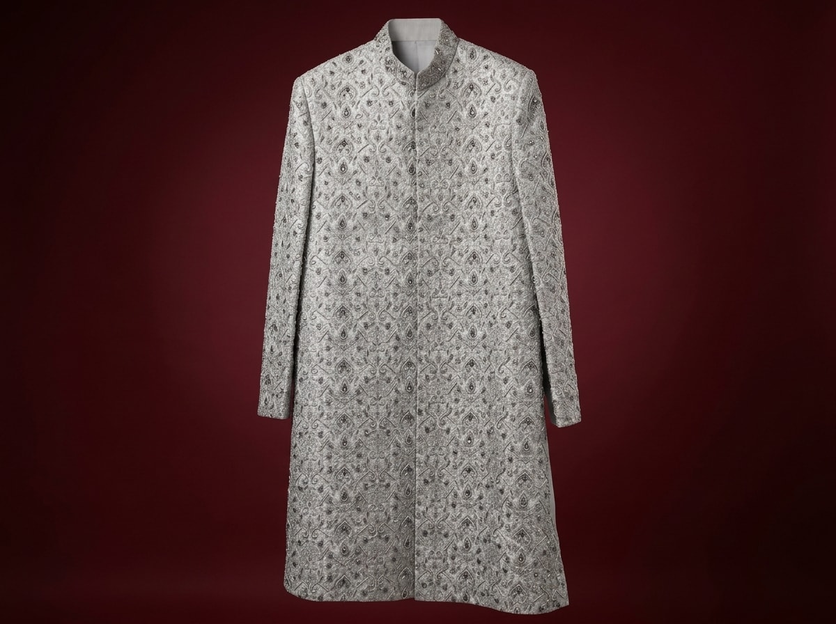 Silver Frost Beaded Sherwani