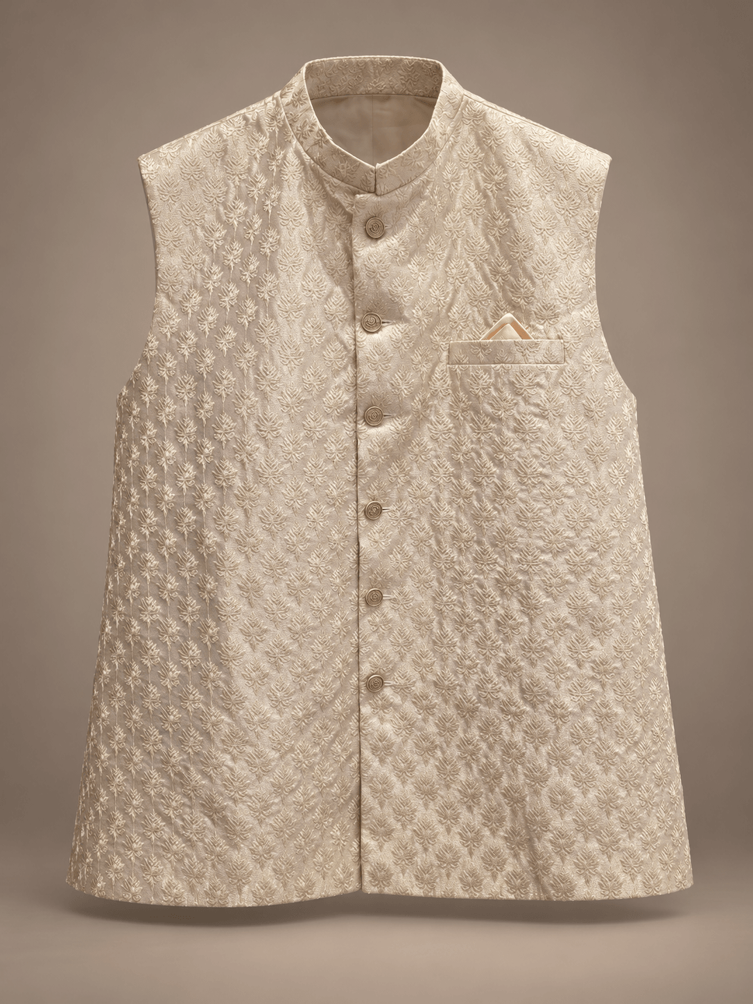 Ivory Gold Fern Waistcoat