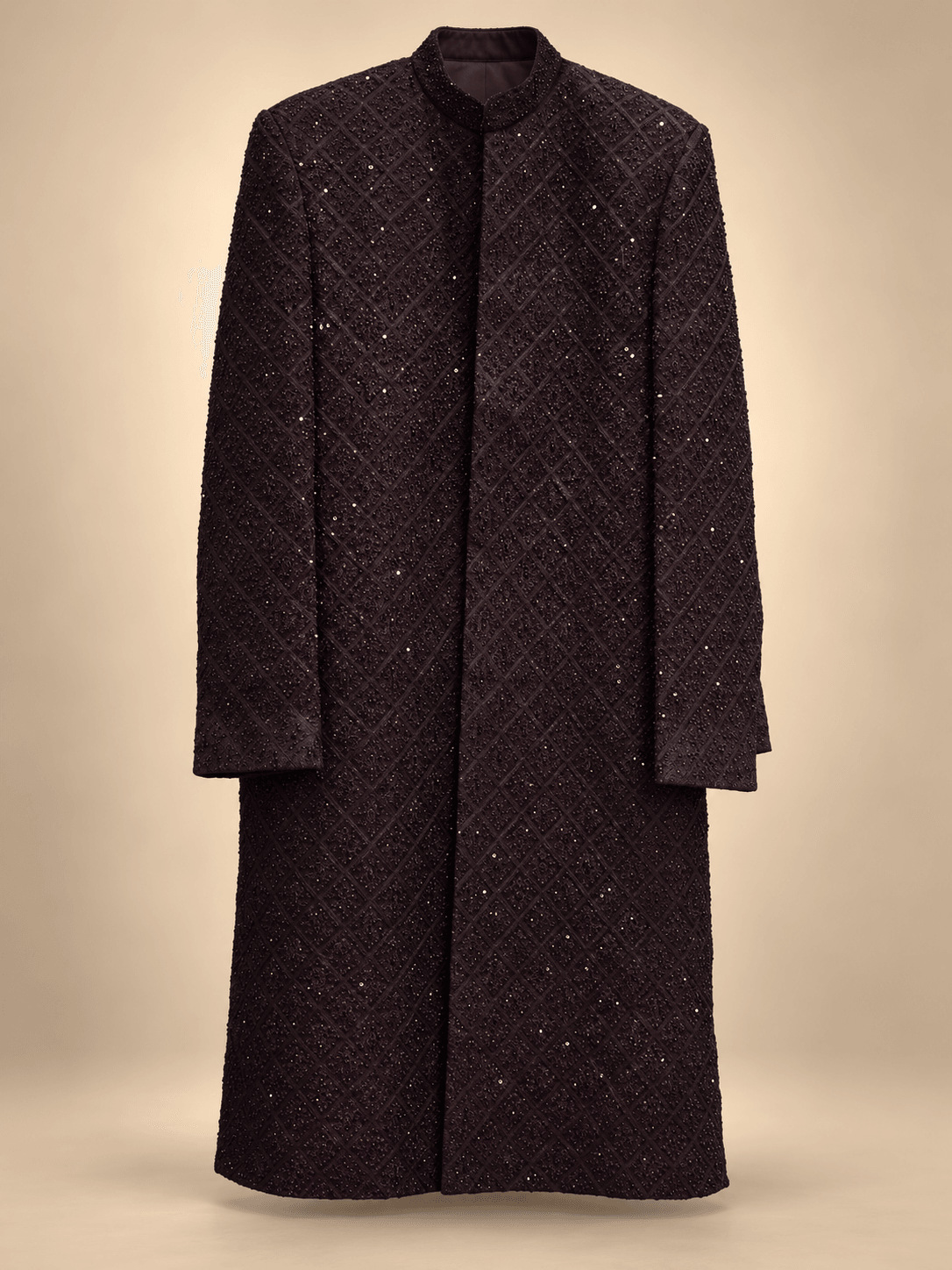 Oxblood Sequin Lattice Sherwani