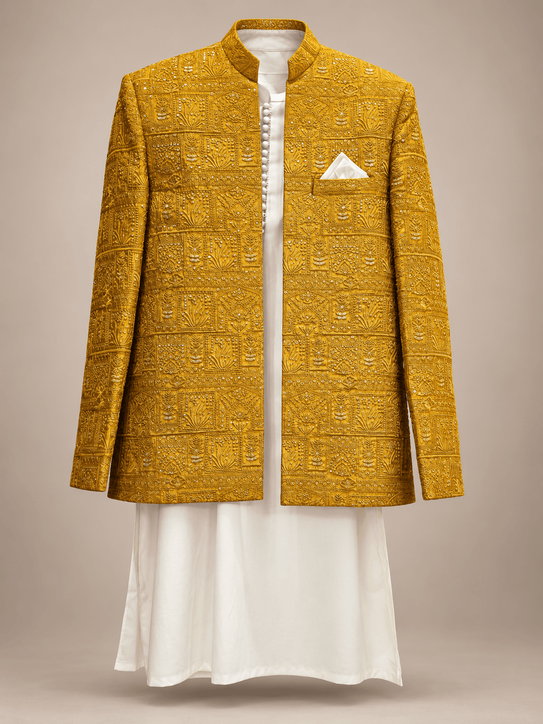 Mustard Zardozi Prince Coat Collection