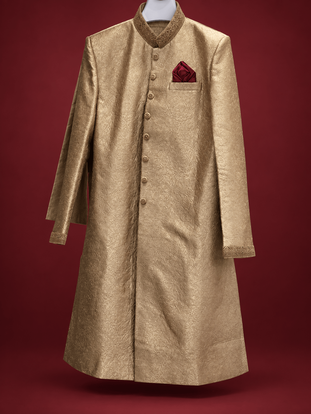 Champagne Brocade Wedding Sherwani